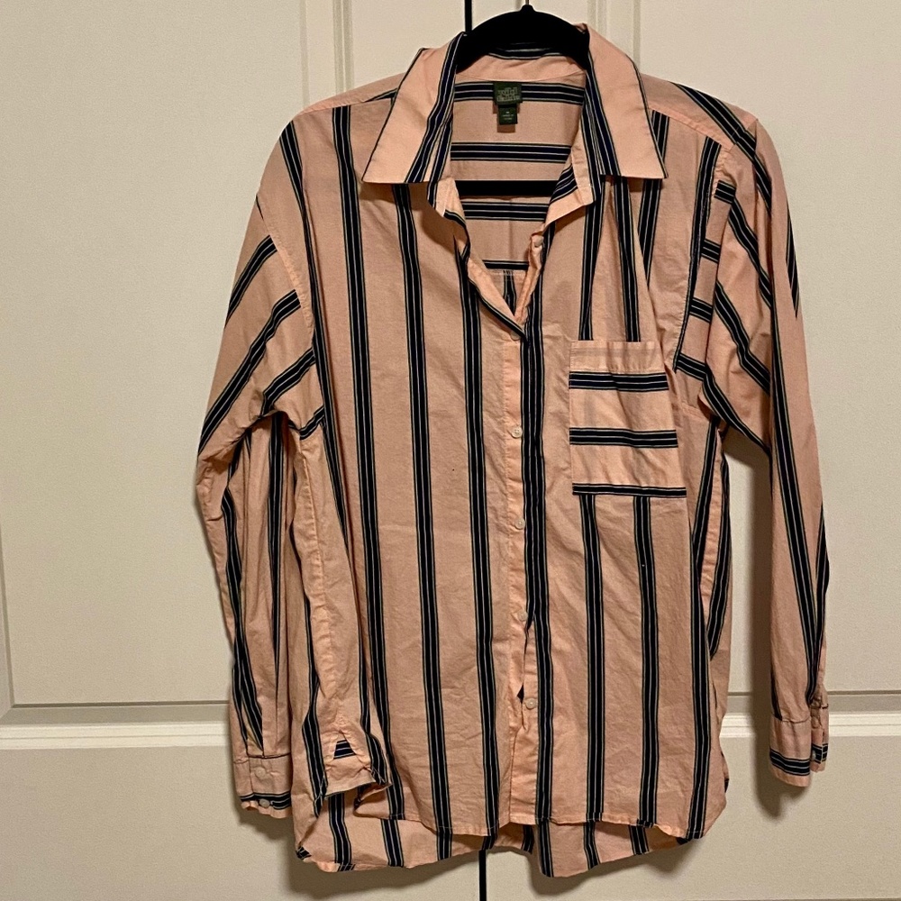 EUC Wild Fable Target Pink, Blue/Green Stripe Button Down